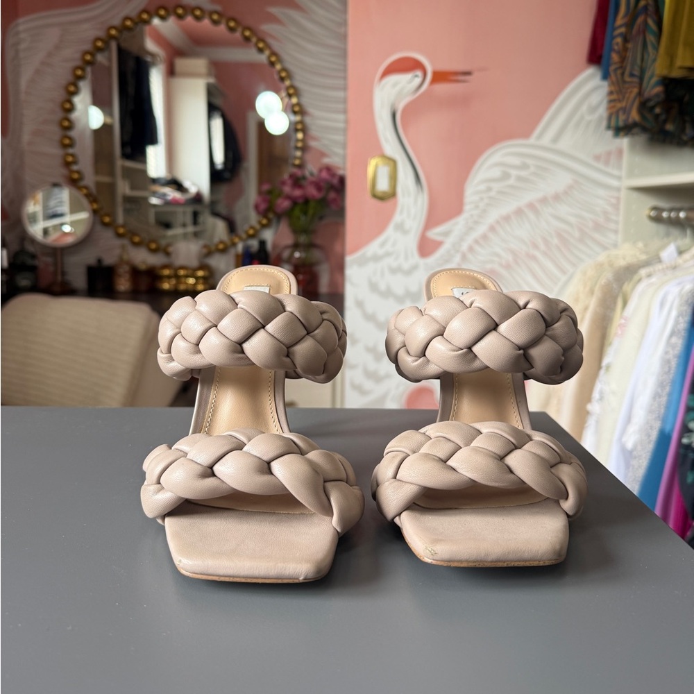 Steve Madden Beige Braided Double-Strap Heels - Picture 3 of 4